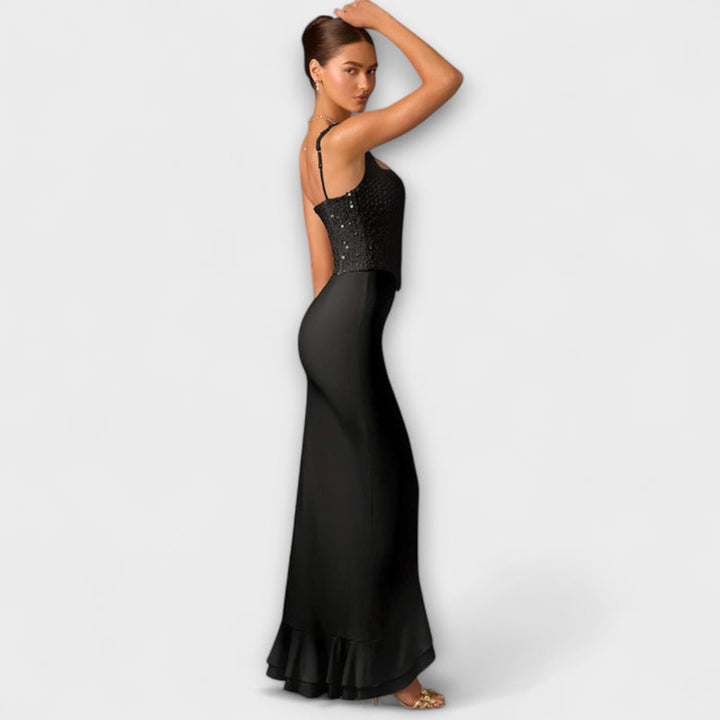 TCF Satin Corset Dress – Ruched Midi Yellow